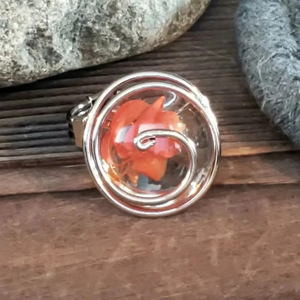 Handcrafted Orange Glass Swirl Ring